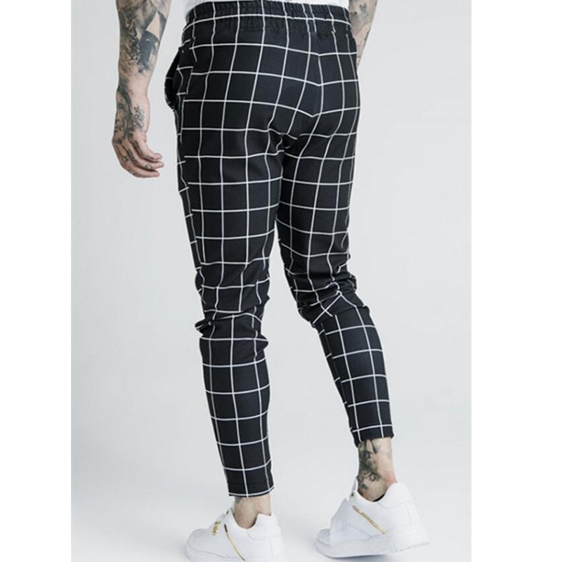 Pantalon de Jogging pour hommes, nouvelle tendance, tissu de Jogging, tissu de Jogging, style hip hop, en soie, imprimé à carreaux,