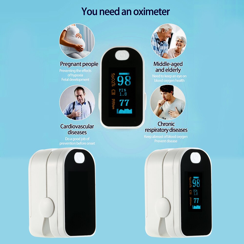 Digital Fingertip Pulse Oximeter OLED Display Blood Oxygen Sensor Saturation SpO2 Monitor Pulse Rate Measurement Meter