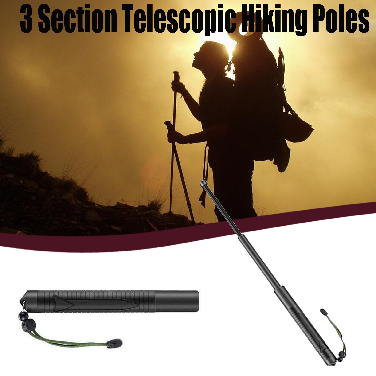 3 Sec Telescopische Wandelstokken Opvouwbare Wandelstokken 55 Cm Wilde Survival Levert Trekking Pole Verstelbare Wandelen Wandelstokken
