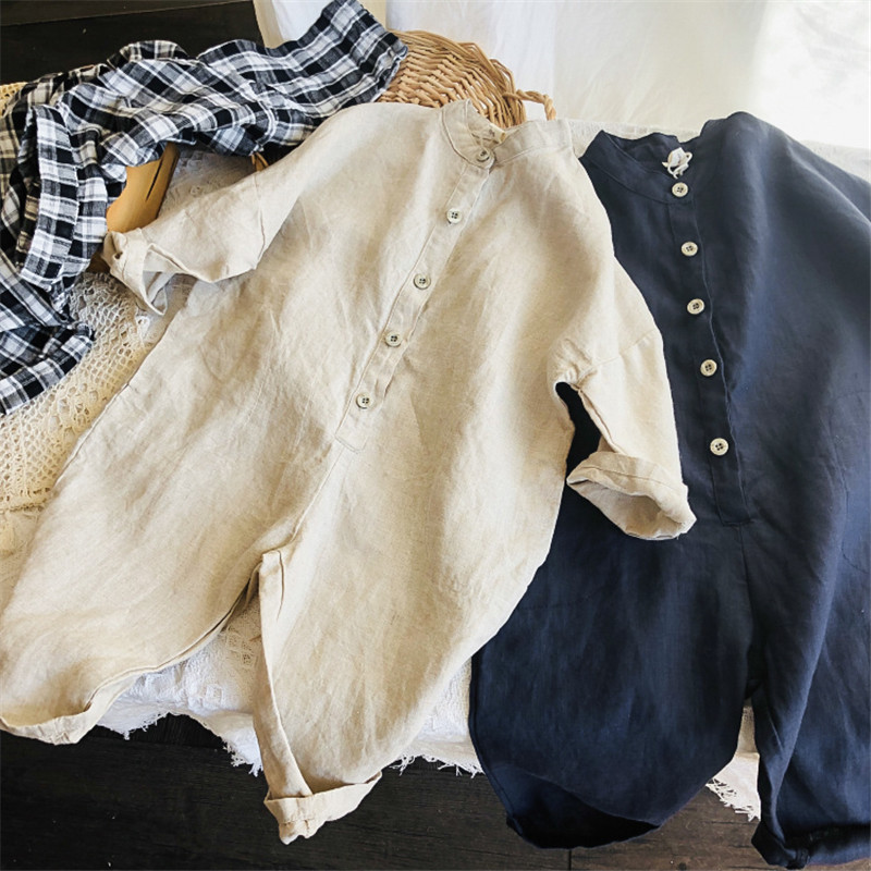 Unisex kinderoveralls babymeisjes jumpsuits katoenen linnen wijde broeken broeken koreaanse stijl kinderkleding meisjesset
