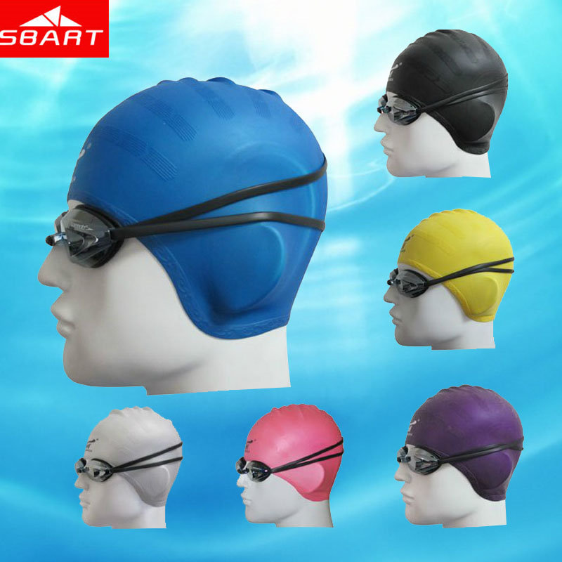 Sbart Silicone Swimming Cap - Unisex, Waterproof, Ear Protection for Long Hair, Diving