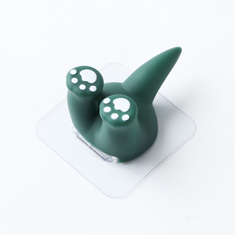 Cartoon Haken Universele Zelfklevende Haak Fun Animal Staart Muur Haken Multifunctionele Opslag Haak Voor Muur Koelkast Deur Thuis decor: green 1pcs