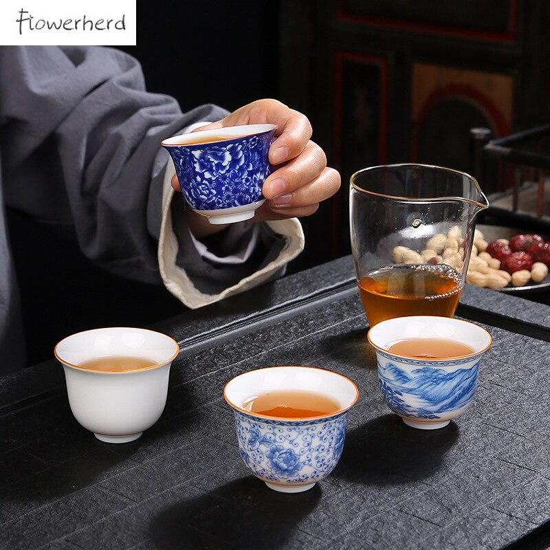 Taza de té de cerámica, juego de té de Kung Fu, taza de porcelana blanca, tazas de agua para el hogar y la Oficina