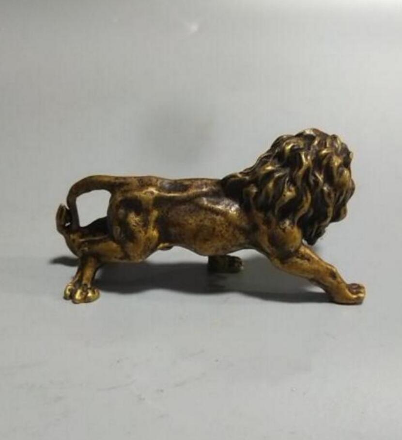 Copper Statue China's archaize pure brass lion small statue #3