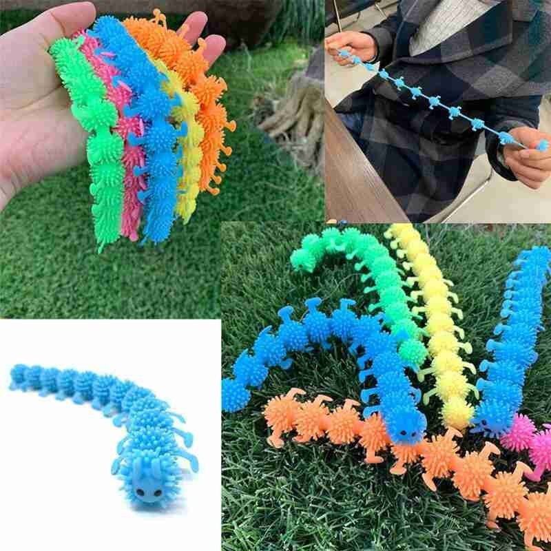 1pcs Elastic Caterpillars Stress Relief Toy Caterpillars Stretch Toy Kids Fidget Vent Toys Adult Decompression Tool Random Color