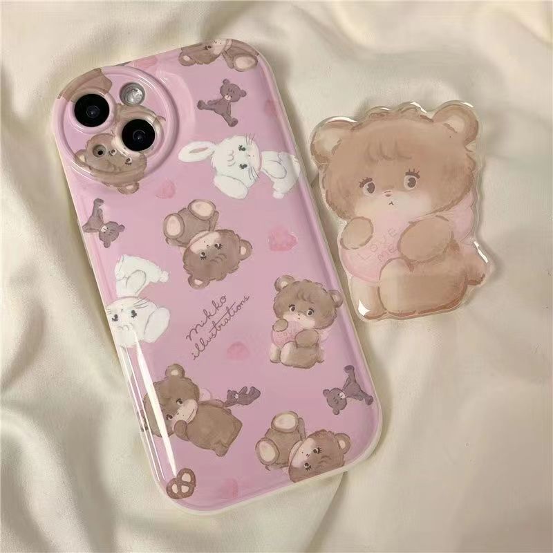 Funda de teléfono mariposa gato conejo para iPhone 14 Plus 7 8 X XS XR 11 12 13 Pro Max fundas de silicona con soporte: Nylon / Beige