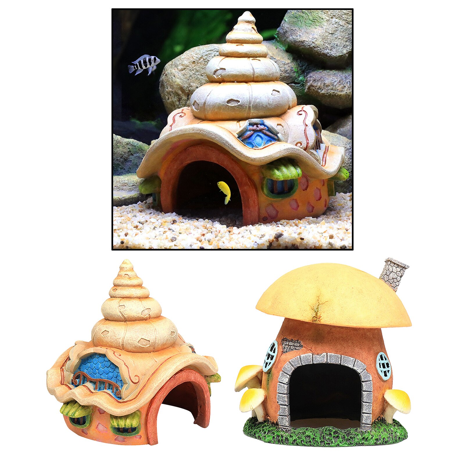 Cute Aquarium Decoration Bright Fish Tank Ornament Hide Rest Cave Decor Hut
