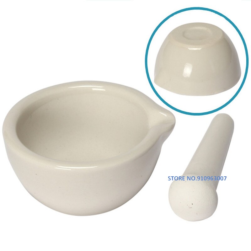 Juego de mortero y Maja de porcelana para triturar y moler especies, hierbas u otras sustancias blandas, buenas herramientas para laboratorio o farmacia, 1 ud.