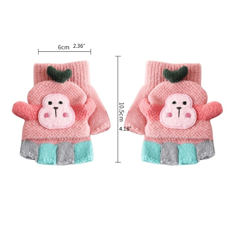 draussen Reiten Warme Handschuhe Weiche Elastische Gestrickte Halbe Finger Handschuh für Mädchen Jungen Süssigkeit Farbe Niedlich Handschuhe H3CD