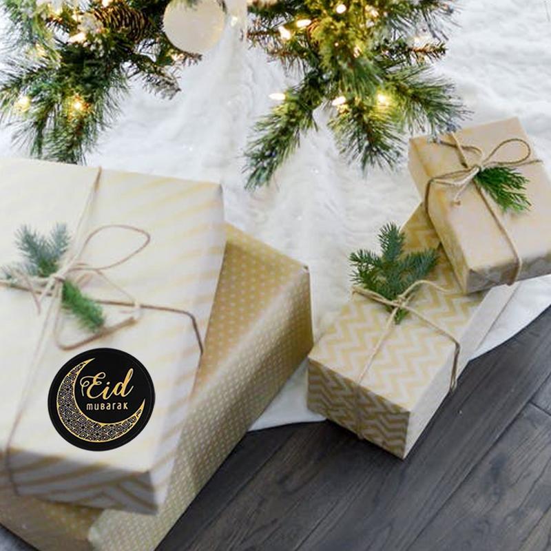 100PCs EID MUBARAK Sticker for Muslim Eid al-Fitr Festival Ramadan Mubarak Decorative Paper Handmade Sticker