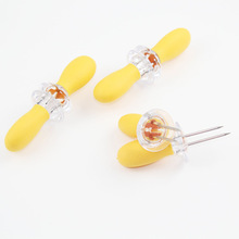 4 Pairs Cute Barbecue Corn Holder Set BBQ Grill Skewers Stainless Steel Corn Fork