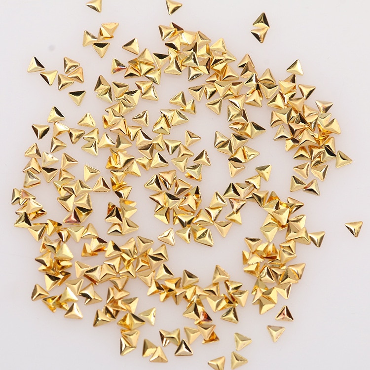 100 Pcs Nail Art Metal Studs Decoratie Diy 3D Gold Driehoek Metal Nail Studs,# HJLKLK114