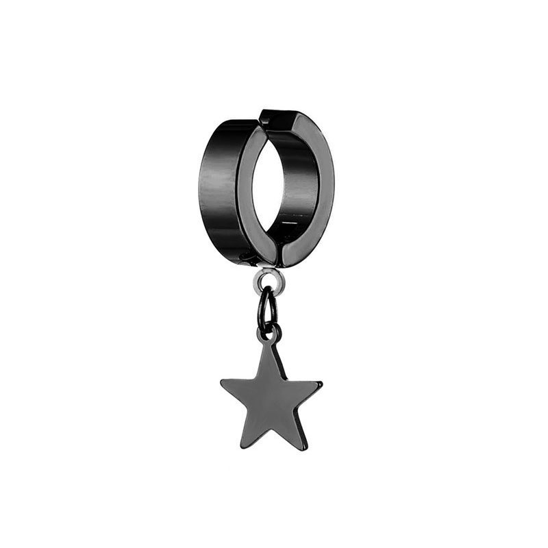 1 Uds. Pendientes Punk de acero inoxidable Unisex con Clip negro para hombre, pendientes colgantes con forma de estrella triangular geométrica, joyería gótica para mujer: Bronce antiguo plateado