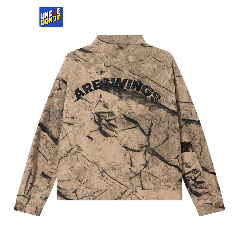 UNCLEDONJM Retro destroy denim jacket street wear punk casual jacket distressed hip hop men and women cargo coats