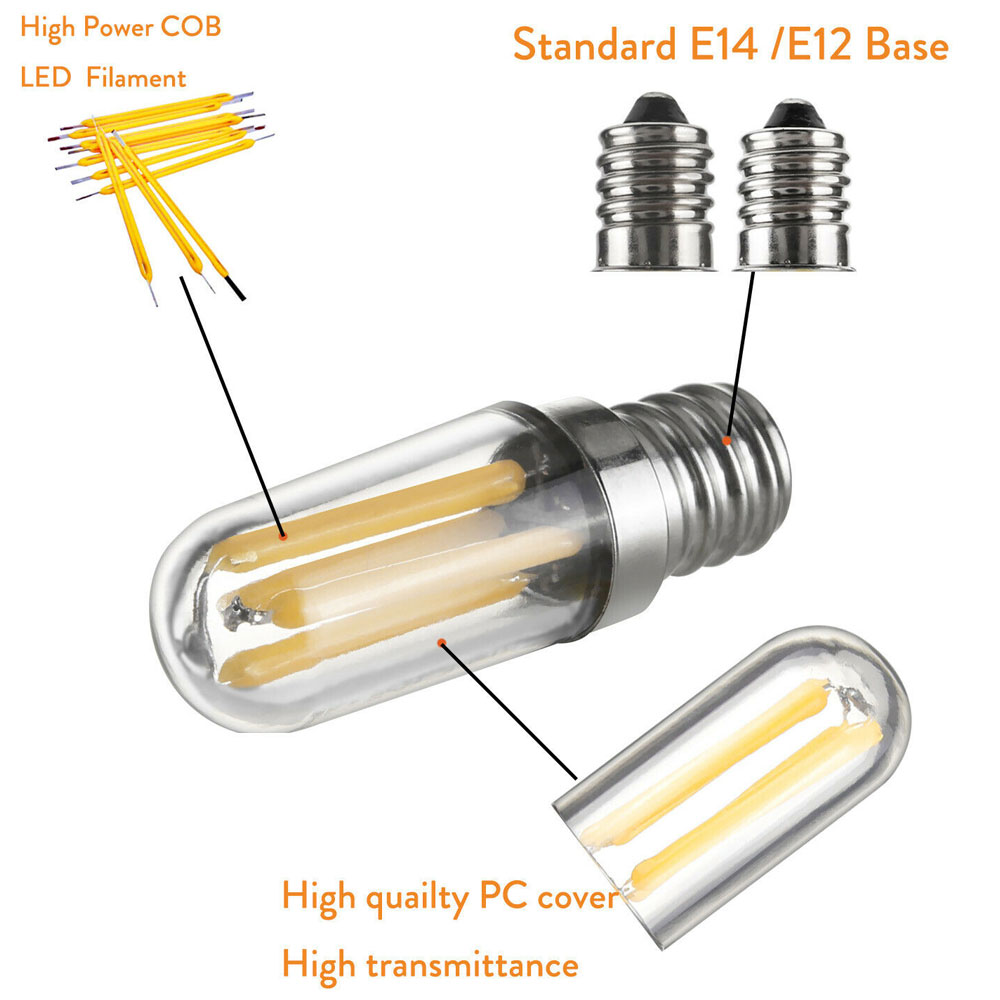 mini  e14 e12 ledet kjøleskap/fryser glødelampe kolbe dimbare pærer 1w 2w 4w lampe kald/varm hvit 110v 220v