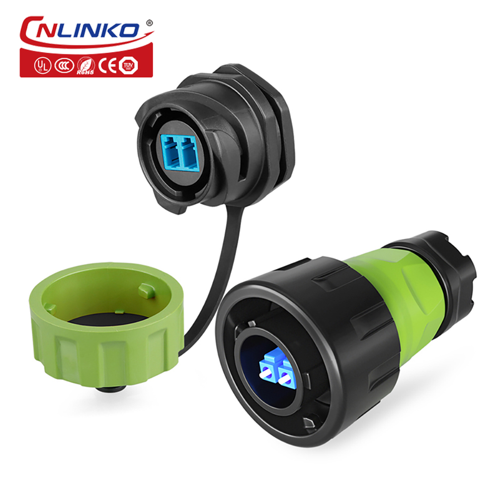 CNLINKO LC to LC Optical Fiber Connector IP68 Waterproof Single Mode Fiber Optic M24 Industrial Computer System Signal Connector: Brown