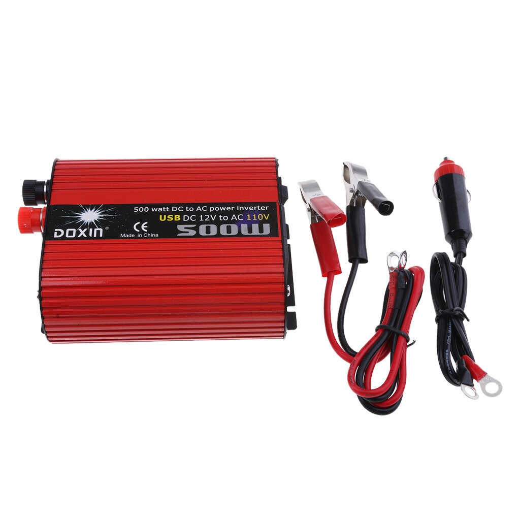 Premium US Plug 500W Car Power Inverter LED Indicator 12V To 110V Modified Sine Wave Converters