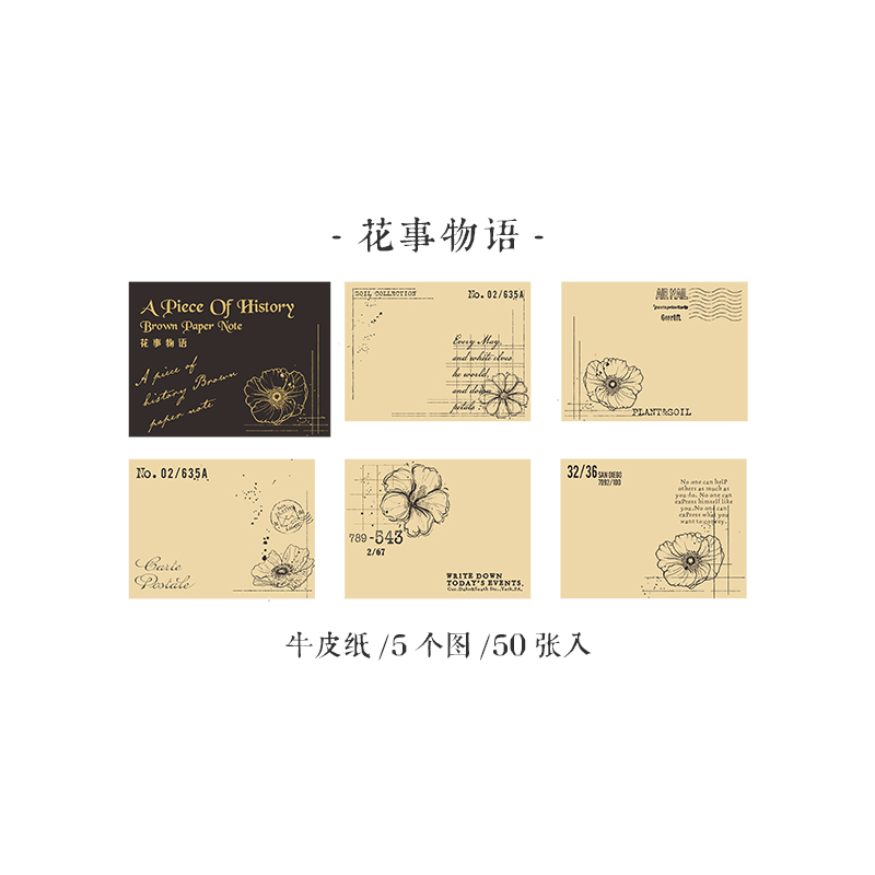 50 pcs /lot Vintage INS Kraft paper Decorative material paper Retro Collection collage Labels handmade Scrapbooking supplies: 7