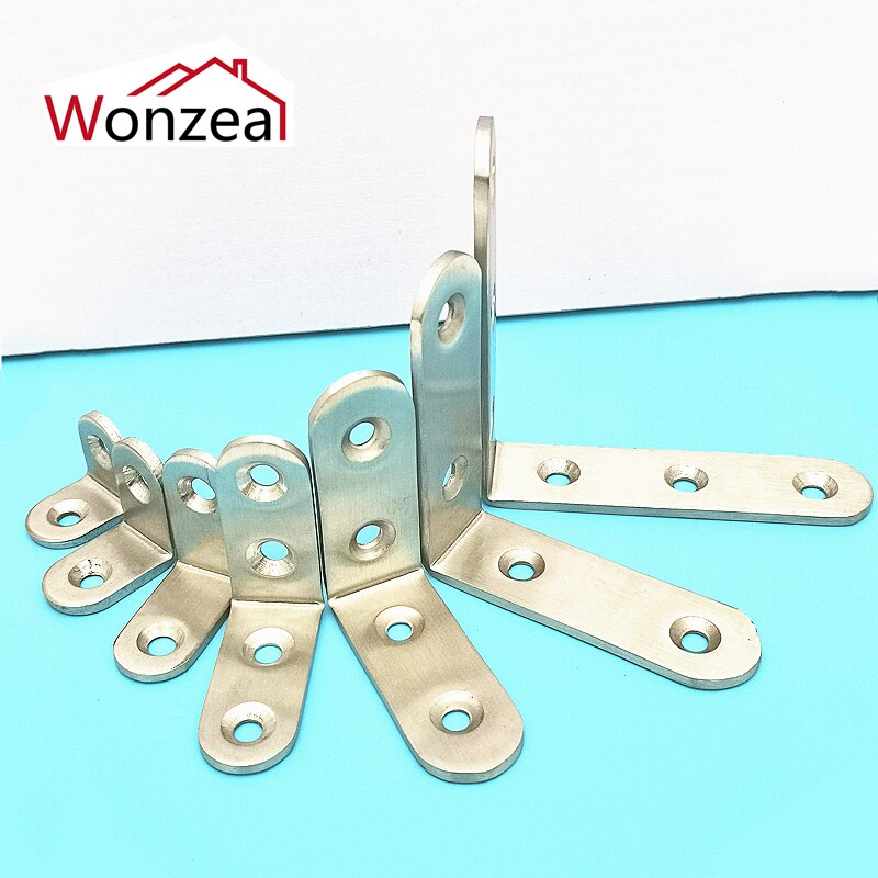 Thickened 2.5mm/3mm L Shape Corner Bracets Stainless Steel Brackets 90 Angle Joint Fastener Shelf Support for Furniture Hardware