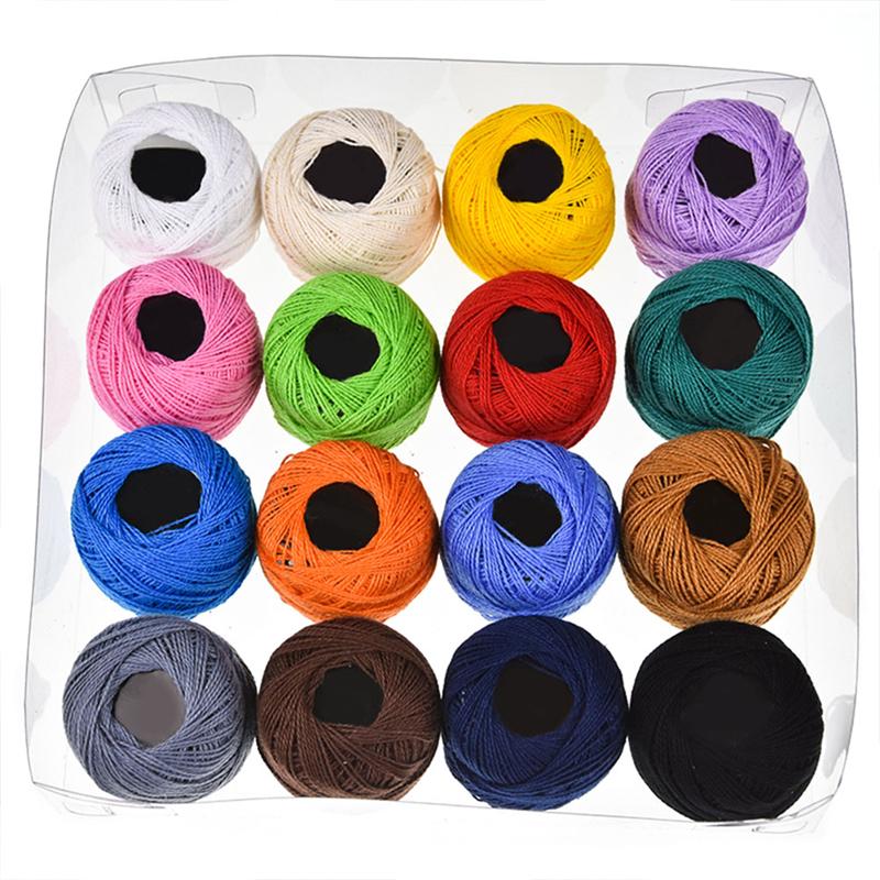 16 Roll Embroidery Thread Set Cross Stitch Embroidery Wool Cotton Line Craft Supplies Home Making Thread (Mixed Color)
