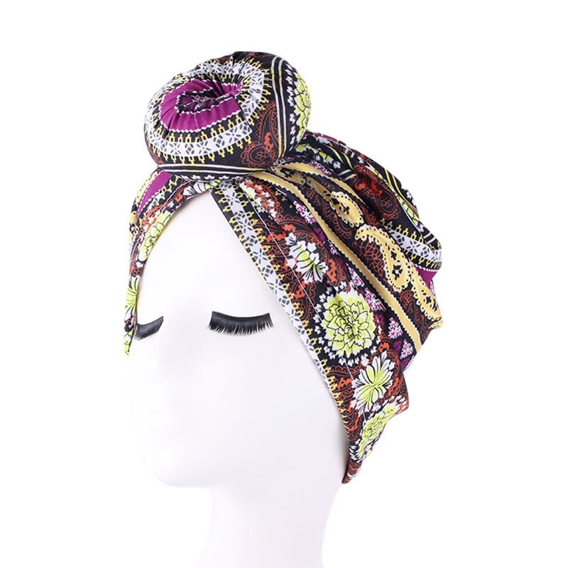 Turban africain en coton avec nœud, Bandana, foulard pour femmes, chapeau à Vortex, bonnet de chimio, accessoires pour cheveux, couvre-chef arabes musulmans