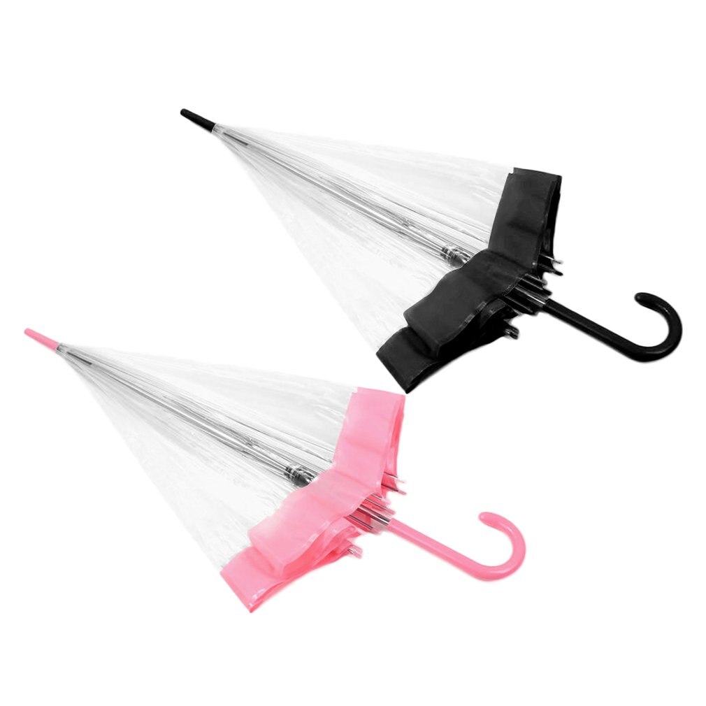 Plastic Transparent Umbrella Lovely Rain Sunny Women Girls Ladies Long Handle Birdcage Dome See Through Umbrellas
