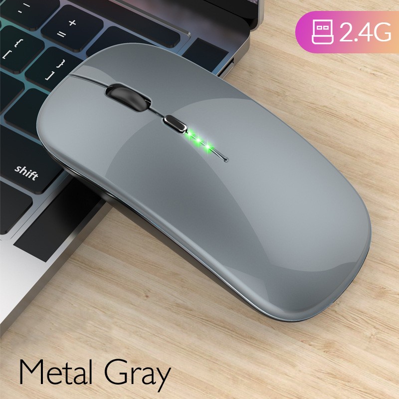 Bezprzewodowa ładowalna mysz do komputera Laptop, bezprzewodowa mysz Slim Mini Noiseless, myszy 2.4G do domu/biura: green