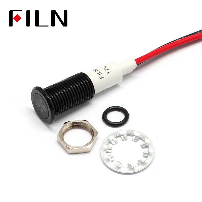 Filn 10mm bil instrumentbräda dödskalle symbol led röd gul vit blå grön 12v led indikatorlampa med 20cm kablar