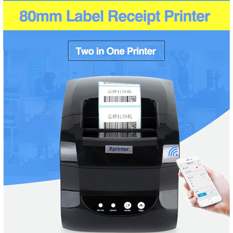Xprinter Label Barcode Printer Thermal Receipt Printer Bar Code Printer 20mm-80mm XP-365B Price Sticker Printer Barcode Maker