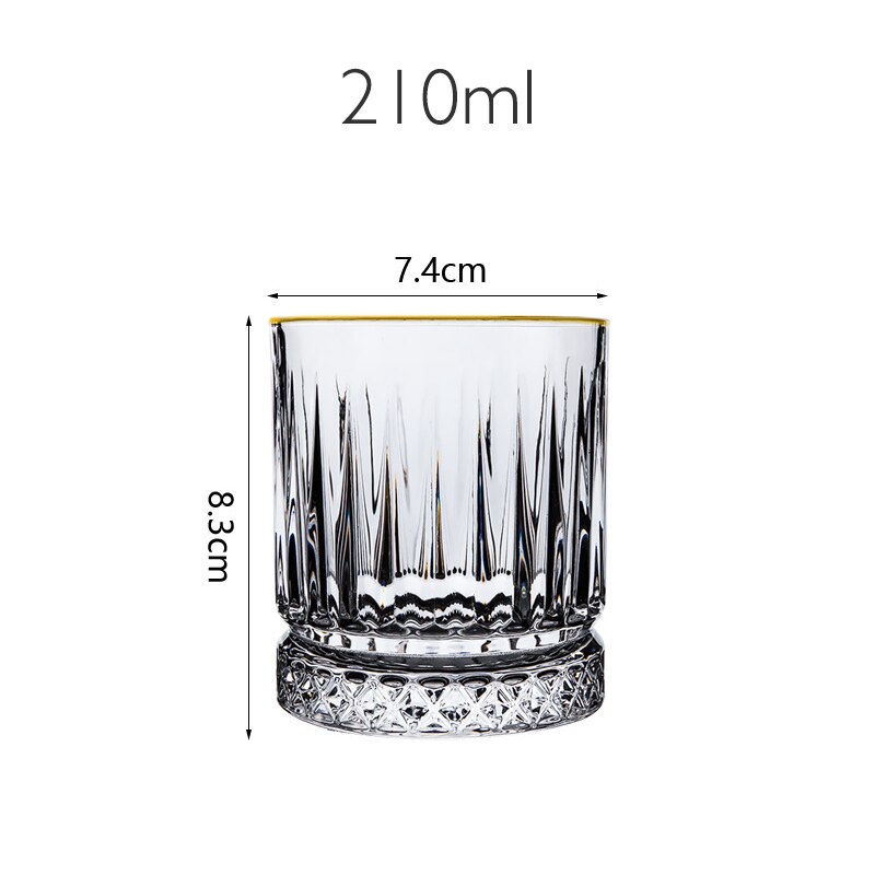 Vasos de cristal Con parte inferior de diamante para whisky, copa de vino exterior, copas clásicas para beber, Brandy, juego de Bar para vinos, cerveza: GOLD 210ml