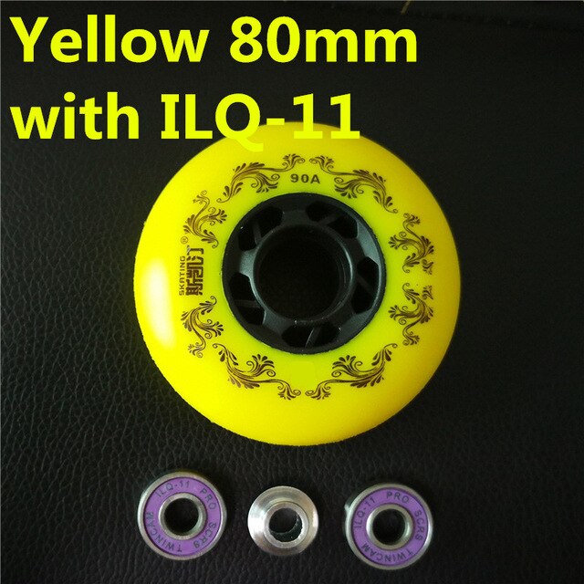 branded SCHAATSEN 3rd 90A inline skates wiel remmen roller blade rodas slide schaatsen ruedas voor sliding paiting: 80mm Yellow ILQ11