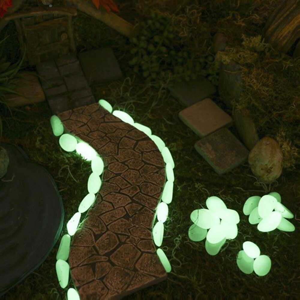 100 pièce/pack pierres brillantes artificielles pour passerelle Aquarium jardin cour lueur dans le jardin sombre PebblesRock pierres lumineuses
