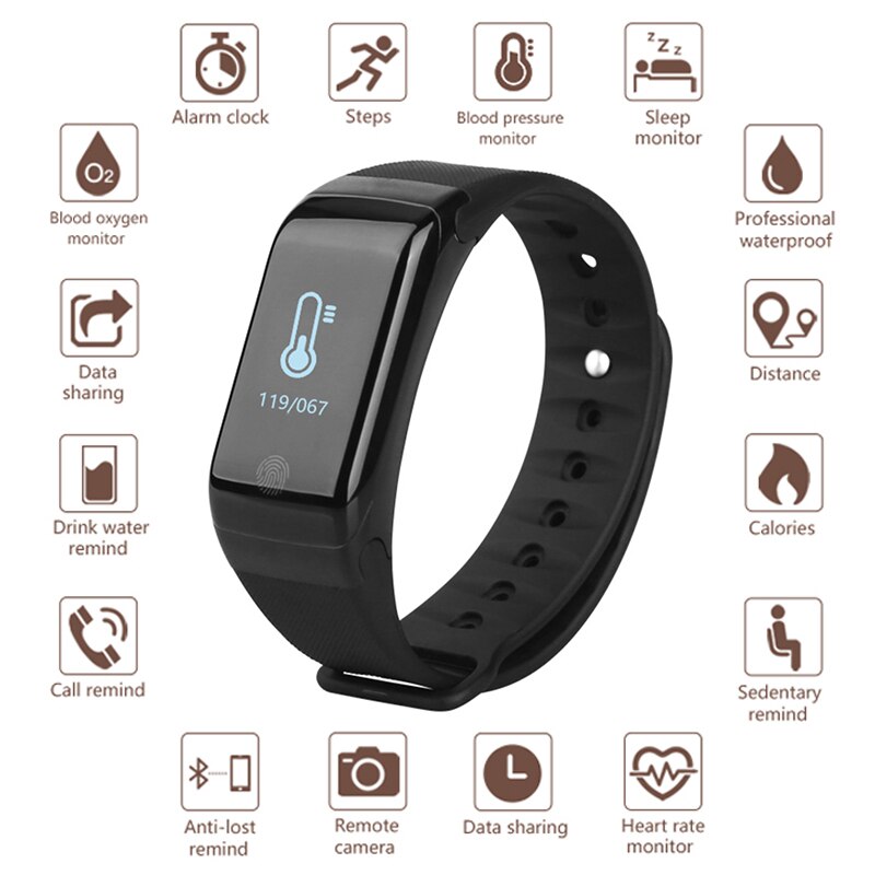 2019New Smart Horloge Hartslagmeter Bloeddruk Fitness Tracker Smartwatch Mannen Vrouwen Sport Horloge Polsband voor ios android
