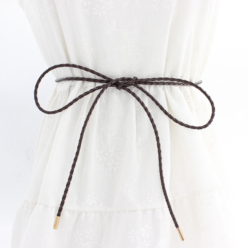 Cuerda de cintura larga tejida para mujer, Cinturón fino de 160cm, decoración Simple, lazo para vestido, cinturones de , 1 unidad