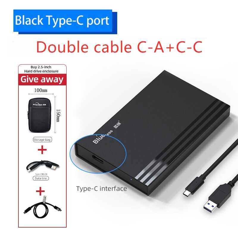 Custodia per HDD blueinfinite SATA a USB 3.1/3.0/2.0 10Gbps custodia per HDD esterna SATA portatile da 2.5 pollici tipo C 3.1 custodia per HDD esterna: MR23SC C-A C-C bag