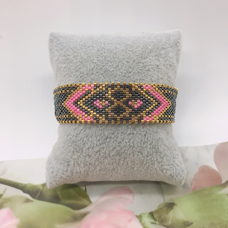 BLUESTAR Femme bracciale turco Evil Eye bracciali motivo geometrico Pulseras Mujer Moda gioielli fatti a mano MIYUKI 2021: Oro scuro