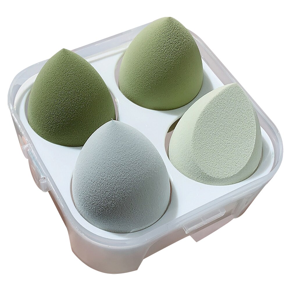4Pcs/box Makeup Blender Cosmetic Puff Makeup Sponge with Storage Box Foundation Powder Sponge Make Up Brush Beauty Tools: green