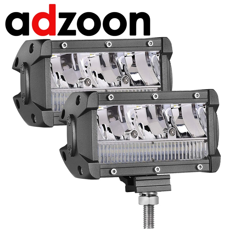 ADZOON LED Light Bar 5 inch 65W Spot Flood Combo Beam Waterproof Off Road LED IP67 LED Light Pods for Off Road Truck Bus Boat