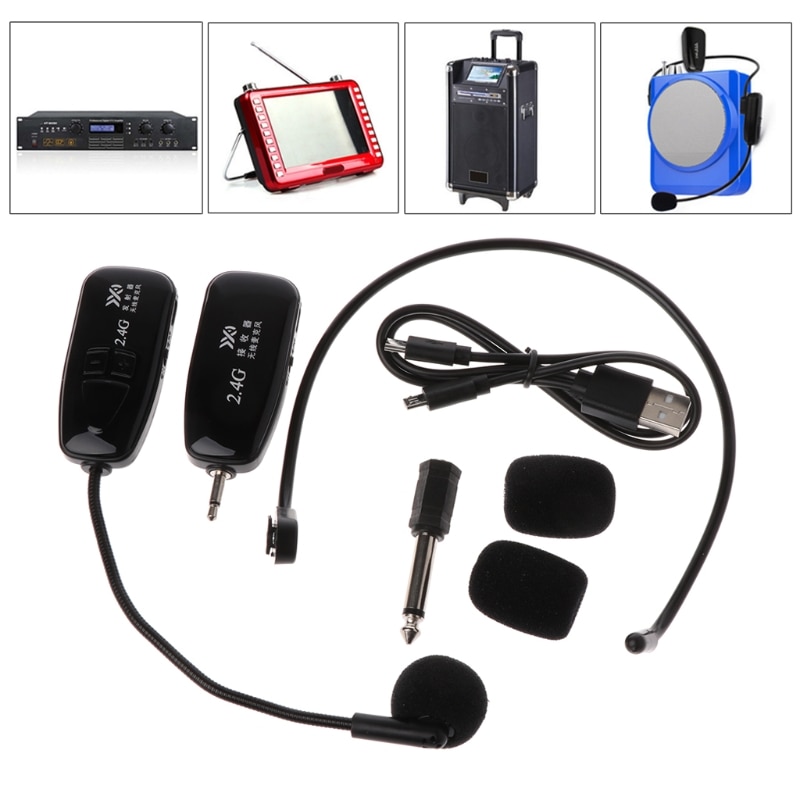 2.4g trådlösa mikrofoner headset megafon radiomikrofon för talhögtalare