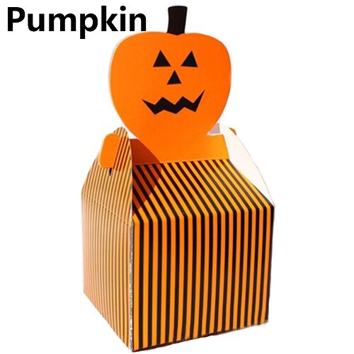 3/6pcs Halloween Paper Treat Boxes Trick or Treat Party Favor Loot Candy Box Halloween Home Party Decor Kraft Bag: Pumpkin / 6pcs