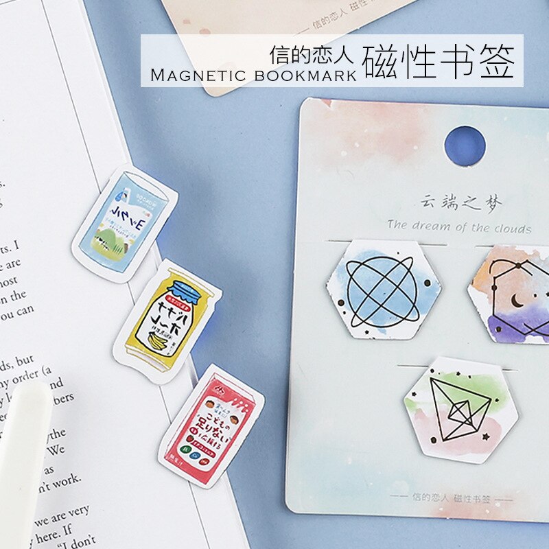 3 stks/set Vintange Magneet Bladwijzer Kawaii Bookmark Goud Verijdeld Boek Markers Kawaii Boek Marks Briefpapier voor Meisjes