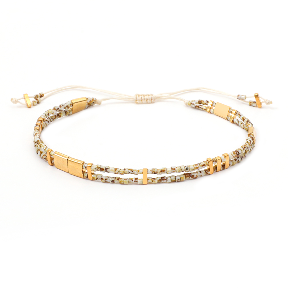 Pulseras de cuentas de Tila de cristal de la amistad para mujer, pulsera Miyuki de esmalte ajustable a distancia bohemia, brazalete con dijes, joyería: Estampado en caliente