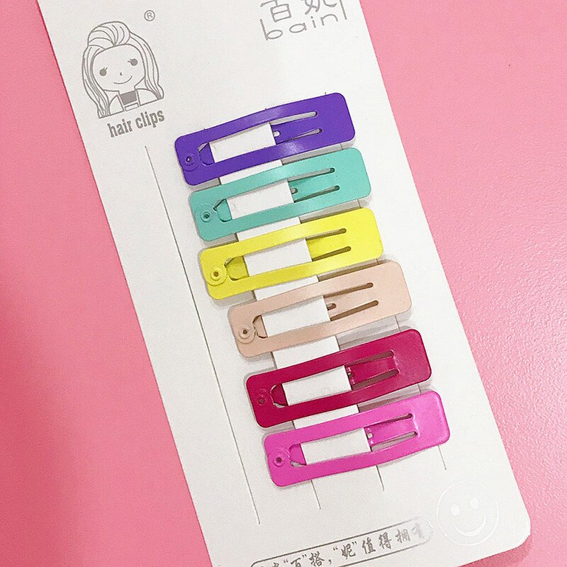 6PCS/LOT Candy Color Hairpins Girly Pink Love Heart Star Baby Girls Headwear Women Children Hair Accessories Hair Clips For: 2