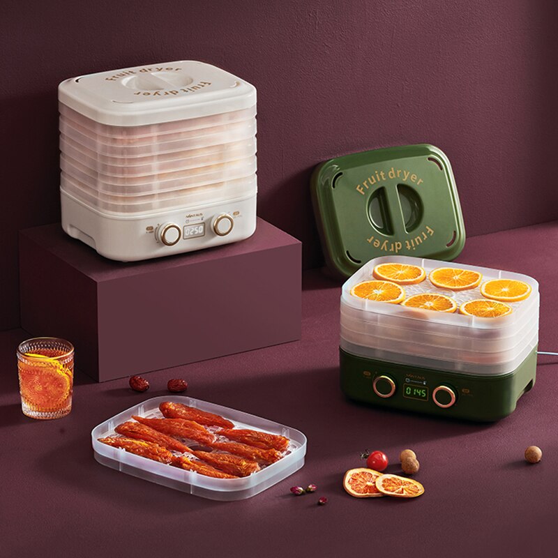 220V Household Dried Fruit Maker Automatic Food Dryer Multifunction Fruit Vegetables Spices Dehydrator Adjustable Height 5 Layer