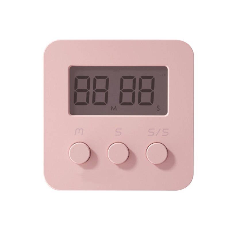Minimalist Square Digital Kitchen Timer Countdown Time Management Alarm Clock: Card powder