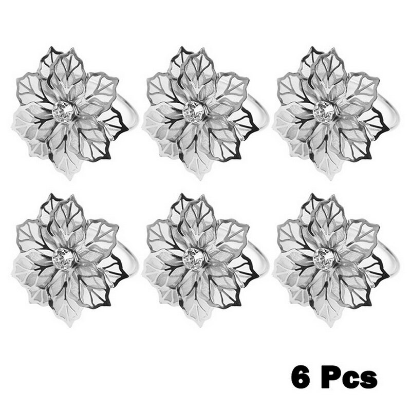 12 Anneaux De Serviette En Forme De Fleur - Ronds De Serviette Blancs Pour Mariage, Fête, Décoration De Table
