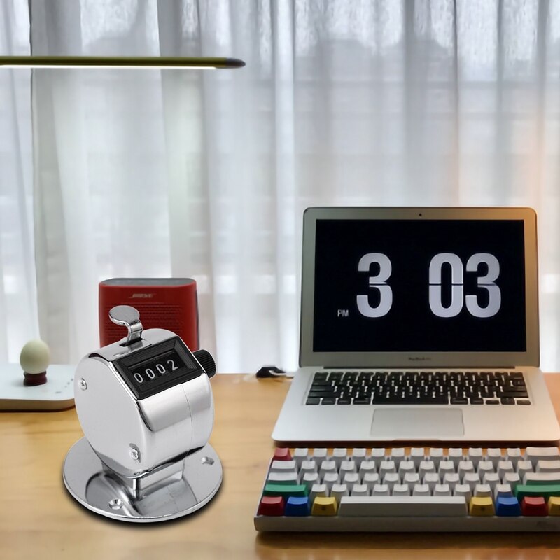 Round Base 4 Digit Manual Hand Tally Mechanical Palm Click Counter