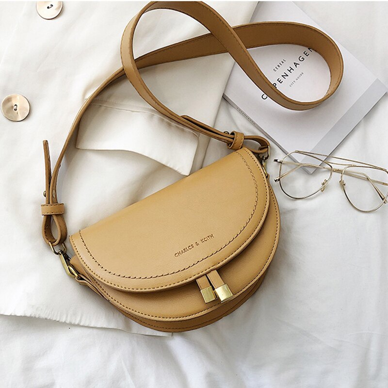 PU Leather Saddle Bag For Women Trend Crossbody Bag Luxury Brand Shoulder Bag Summer Travel Small Handbag and Purses: Yellow