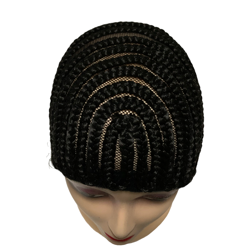 Braided Wig Cap For Crochet Hair Braids Breathable Cornrow Cap for Easier Sew in Weave Hair Glueless Black Cornrow Crochet Wig C