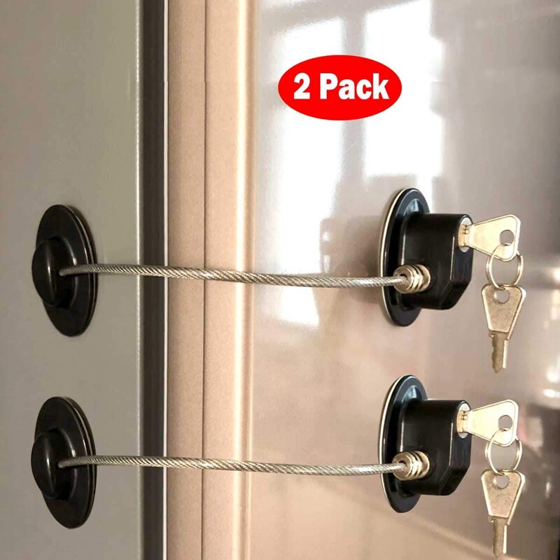 2 stykker køleskab dørlås stærk klæbemiddel fryser dørlås arkiv skuffelås børnesikkerhedsskabslås med nøgle